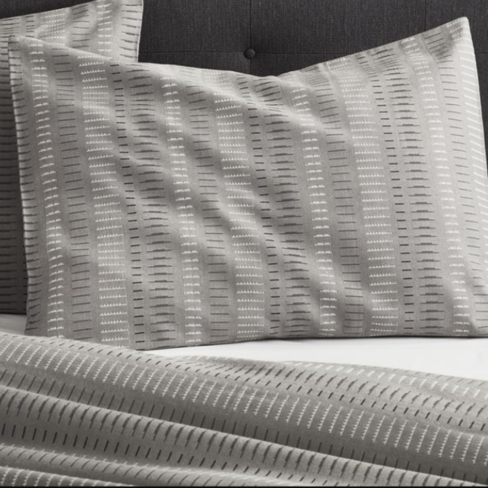 NWOT Crate&Barrel Yates Full/Queen Duvet Cover & Shams  Gray Geometric